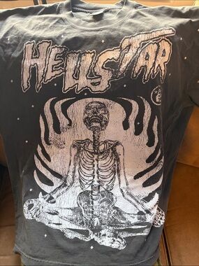Hellstar Men's Black Graphic Short Sleeve Tee - Skeleton Design